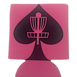 Disc Golf Koozie Cooler Custom Made Double Sided Vinyl Logo HYZER ACED PINK